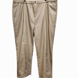NEW Hilary MacMillan Vegan Faux Leather Tan-Stone Plus Size Trouser Pant (4X)
